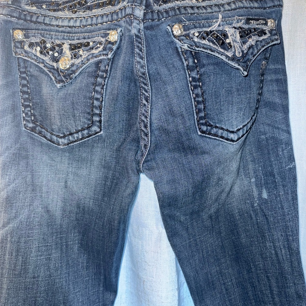 Miss Me Blue Boot Cut Jeans with Embellished Details 31 LONG.